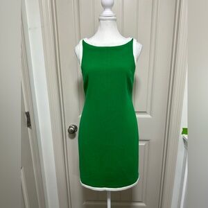 Banana Republic Green Sleeveless Midi Dress with White Trim
